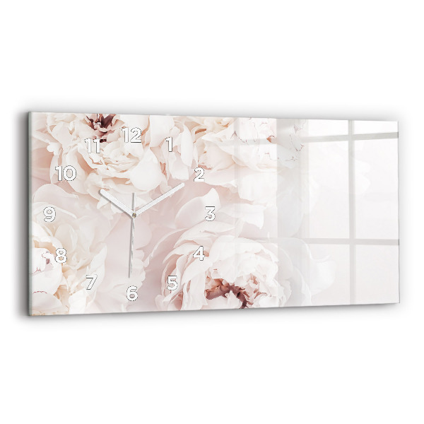 Horizontal wall clock Peony flowers