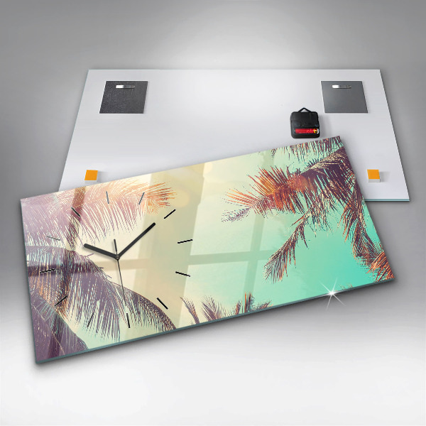 Horizontal wall clock Tropical palm trees
