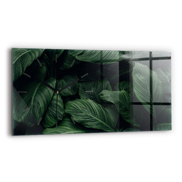 Horizontal wall clock Tropical Monstera