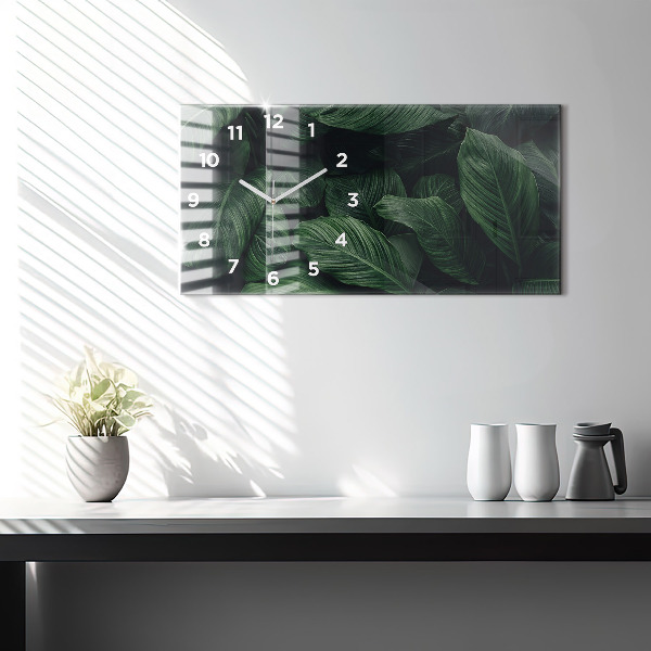 Horizontal wall clock Tropical Monstera