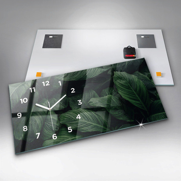 Horizontal wall clock Tropical Monstera
