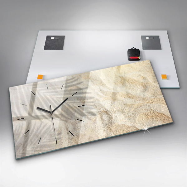 Horizontal wall clock Palm tree shadow sand