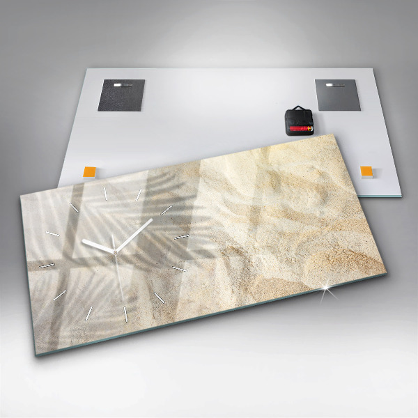 Horizontal wall clock Palm tree shadow sand