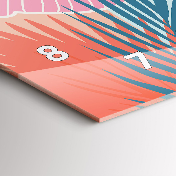 Horizontal wall clock Pastel leaves