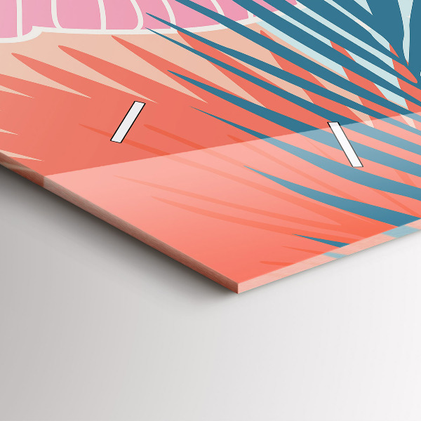 Horizontal wall clock Pastel leaves