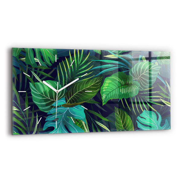 Horizontal wall clock Exotic leaves