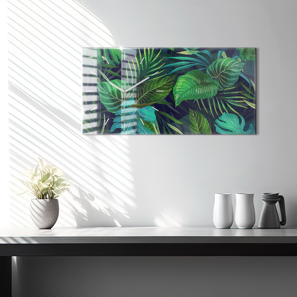 Horizontal wall clock Exotic leaves