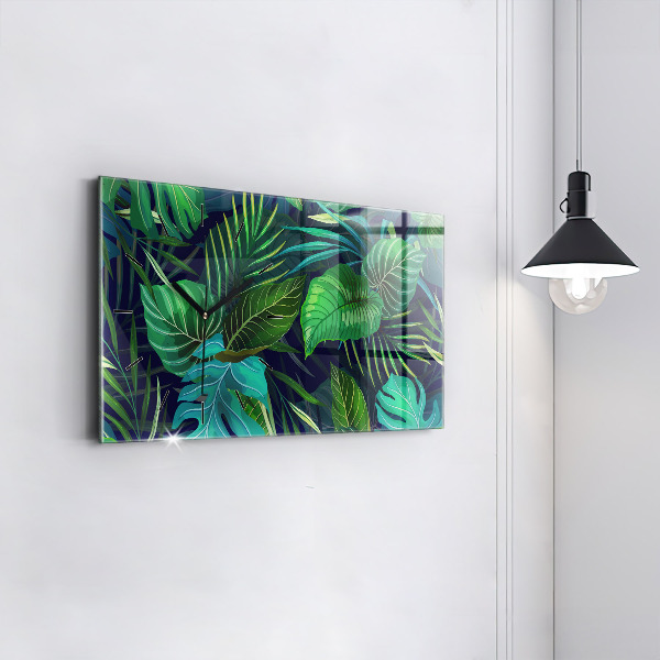 Horizontal wall clock Exotic leaves