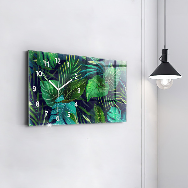 Horizontal wall clock Exotic leaves