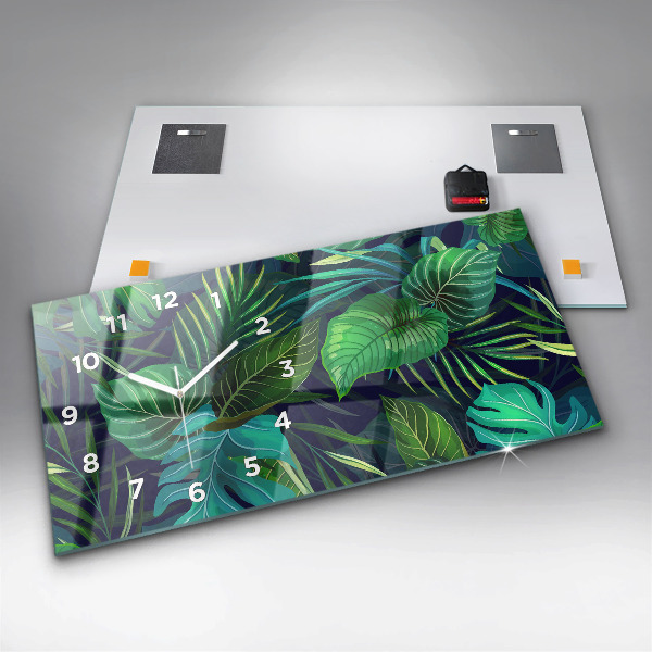 Horizontal wall clock Exotic leaves