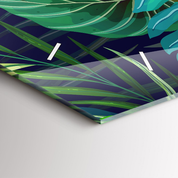 Horizontal wall clock Exotic leaves