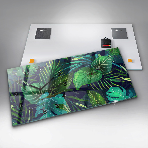 Horizontal wall clock Exotic leaves