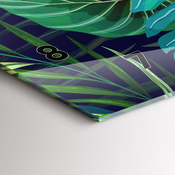 Horizontal wall clock Exotic leaves
