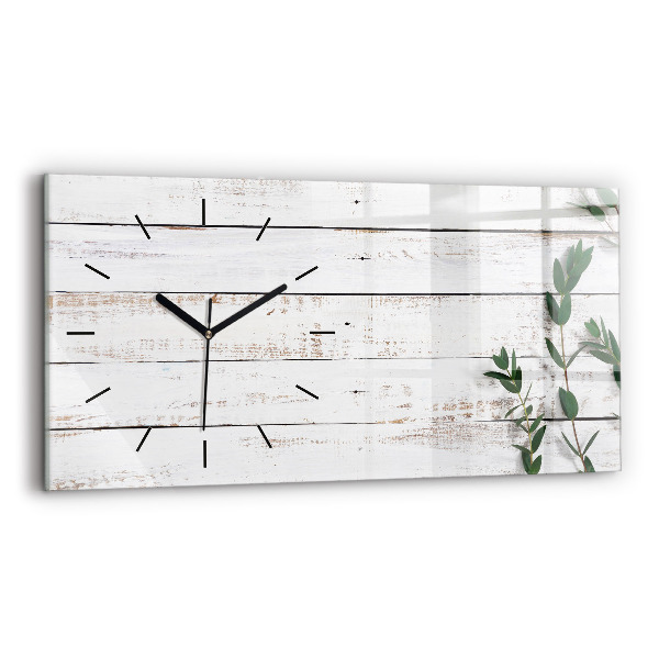 Horizontal wall clock Wooden boards