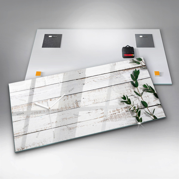Horizontal wall clock Wooden boards