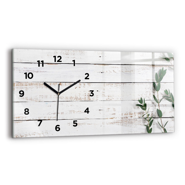 Horizontal wall clock Wooden boards
