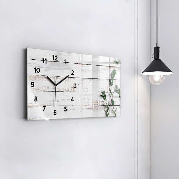 Horizontal wall clock Wooden boards