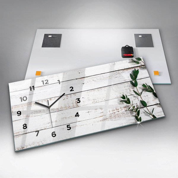 Horizontal wall clock Wooden boards