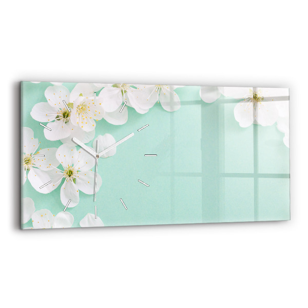 Horizontal wall clock Blooming daisies