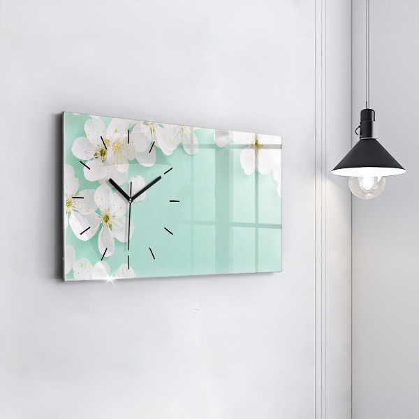 Horizontal wall clock Blooming daisies