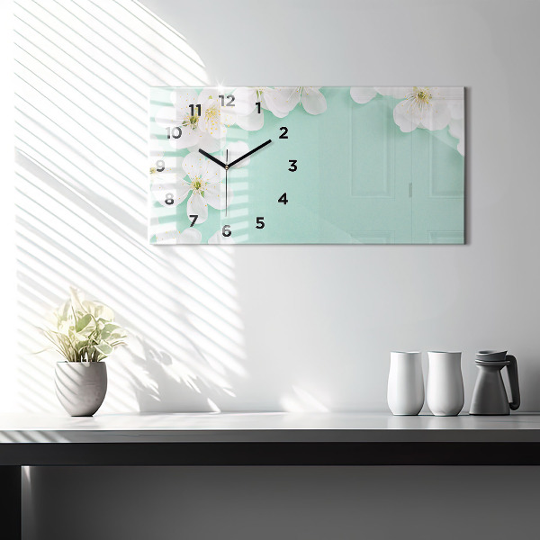Horizontal wall clock Blooming daisies