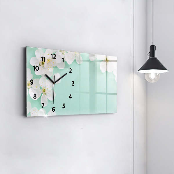 Horizontal wall clock Blooming daisies