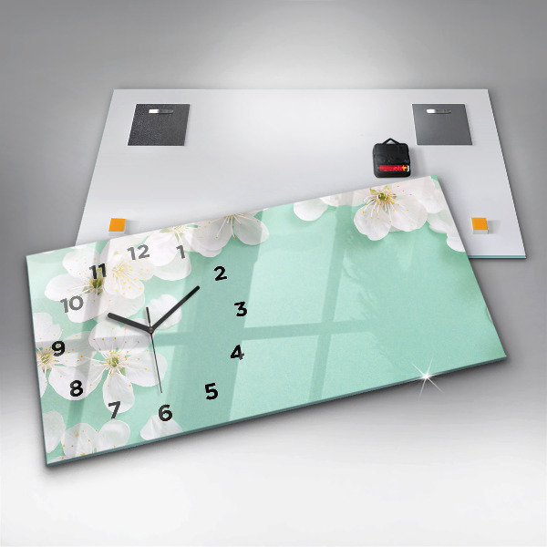 Horizontal wall clock Blooming daisies