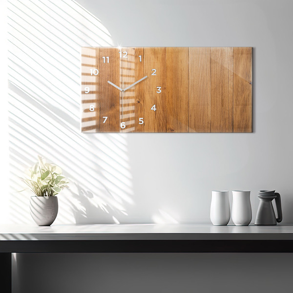 Horizontal wall clock Wooden boards