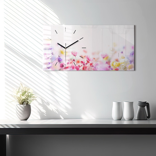 Horizontal wall clock Flowers in the meadow