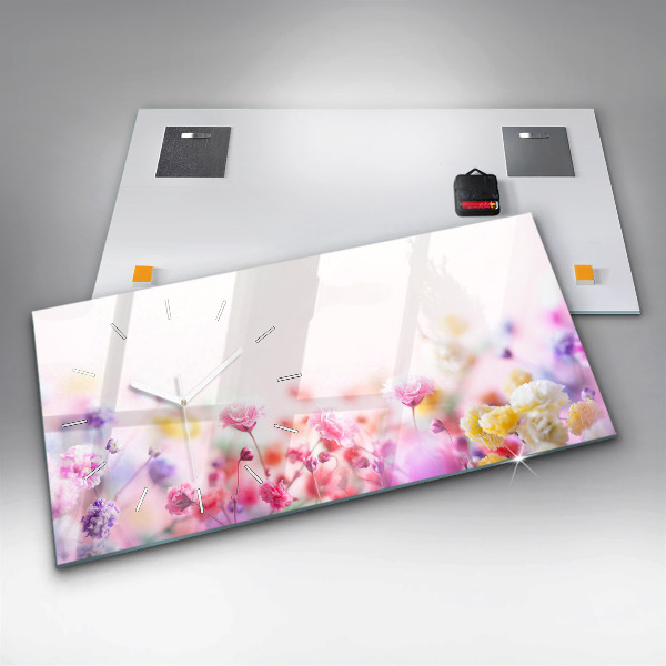 Horizontal wall clock Flowers in the meadow