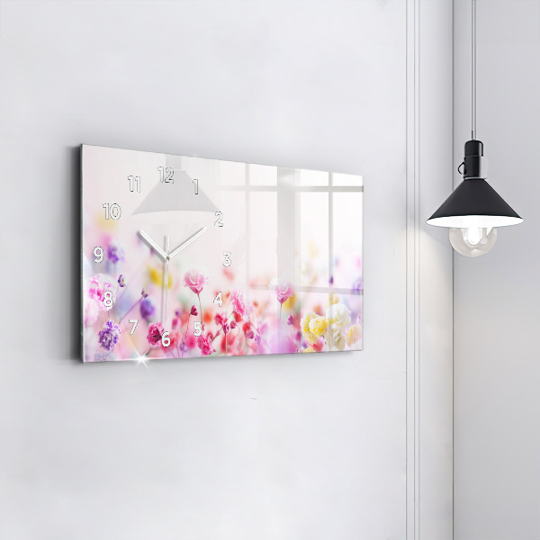 Horizontal wall clock Flowers in the meadow