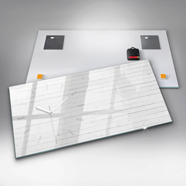 Horizontal wall clock Wooden panels pattern