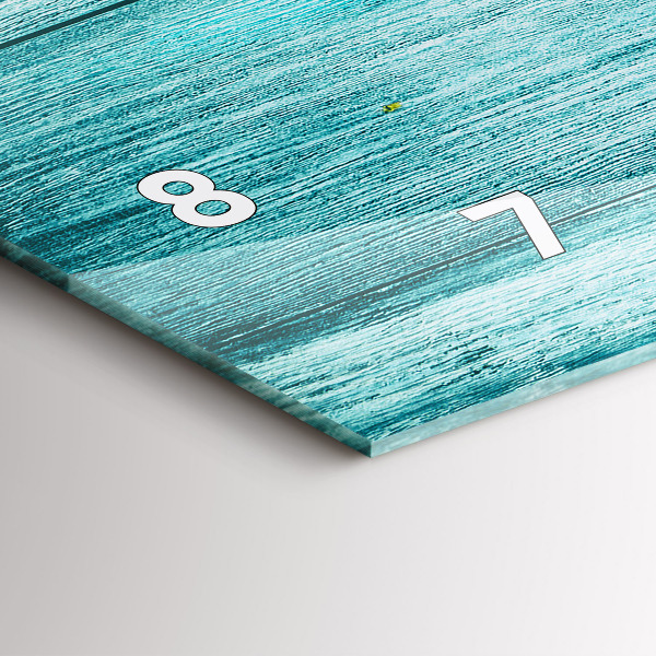 Horizontal wall clock Blue old wood