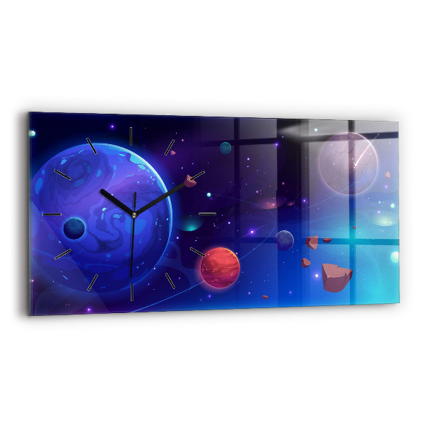Horizontal wall clock Planets galaxy