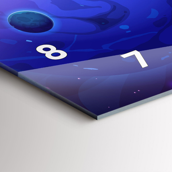 Horizontal wall clock Planets galaxy