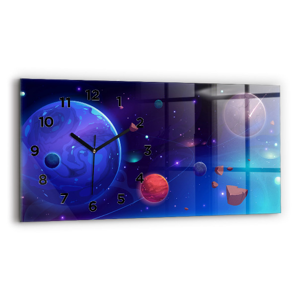 Horizontal wall clock Planets galaxy