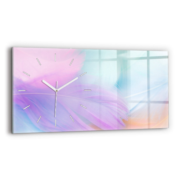 Horizontal wall clock Colorful feathers