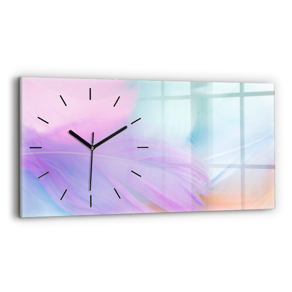 Horizontal wall clock Colorful feathers