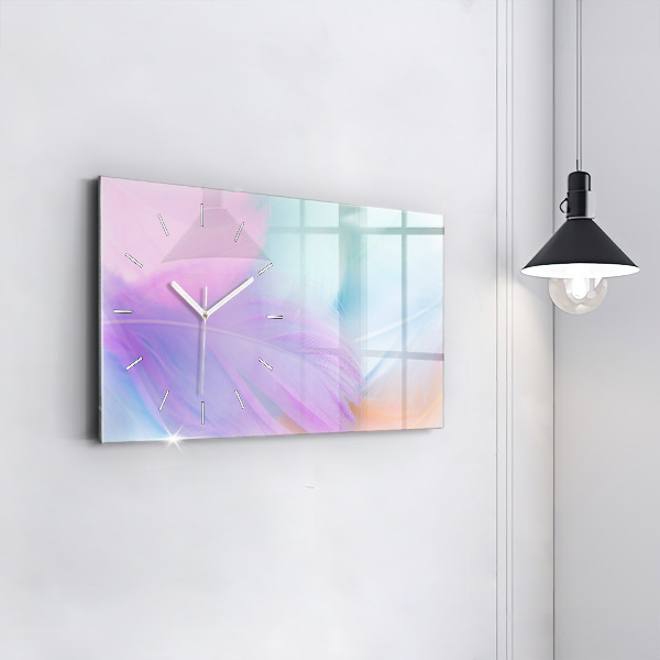 Horizontal wall clock Colorful feathers