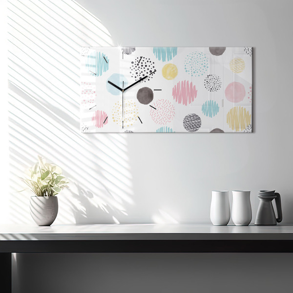 Horizontal wall clock Geometric pattern