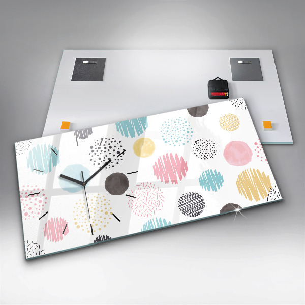 Horizontal wall clock Geometric pattern