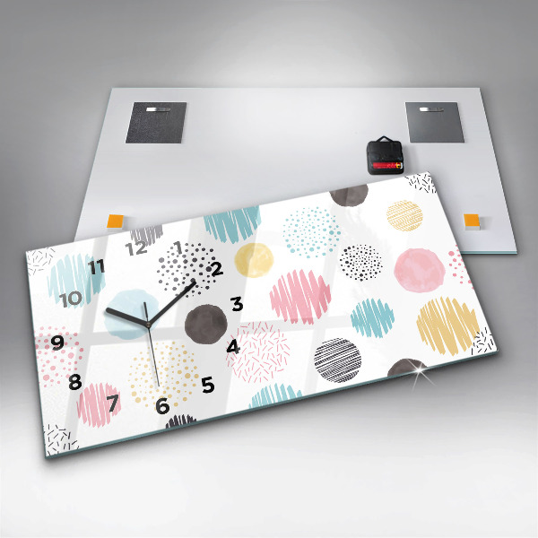 Horizontal wall clock Geometric pattern