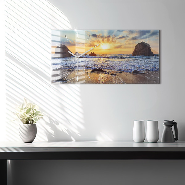 Horizontal wall clock Sunset on the beach
