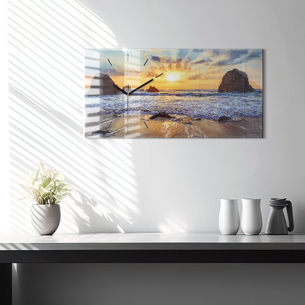 Horizontal wall clock Sunset on the beach