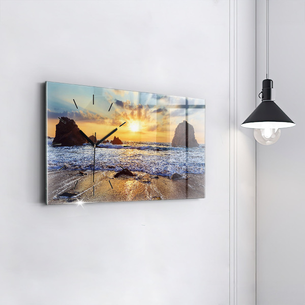 Horizontal wall clock Sunset on the beach