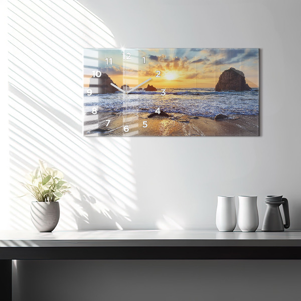 Horizontal wall clock Sunset on the beach