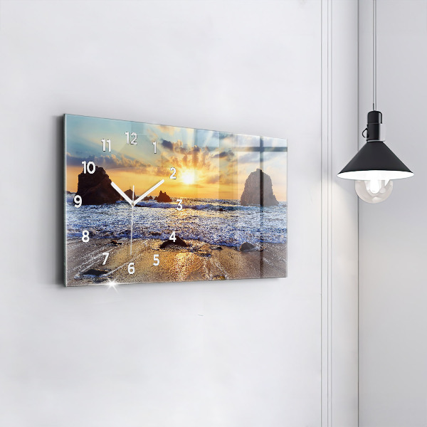 Horizontal wall clock Sunset on the beach