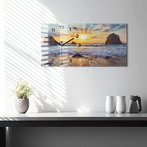 Horizontal wall clock Sunset on the beach