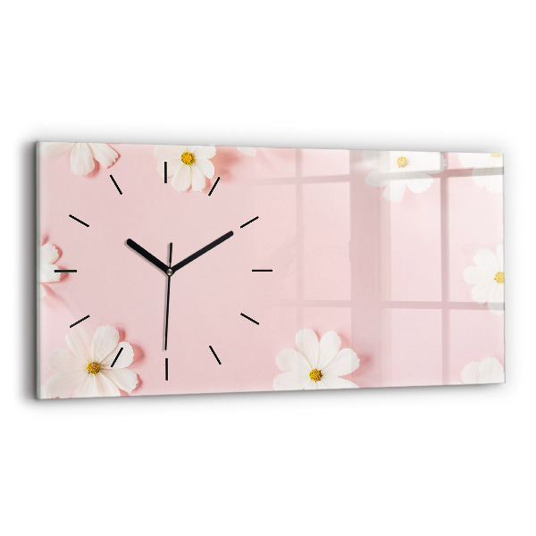 Horizontal wall clock Daisy flowers