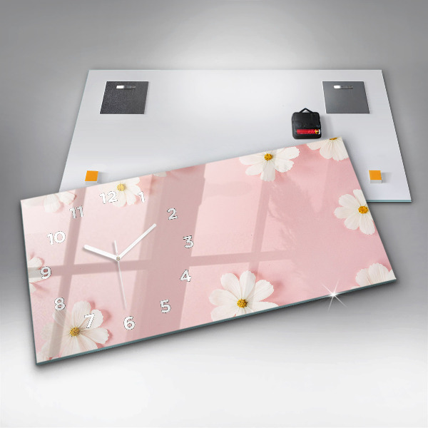 Horizontal wall clock Daisy flowers